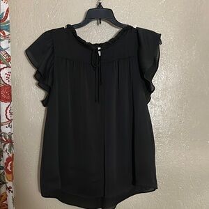 Elegant Black Ruffle Sleeve Top